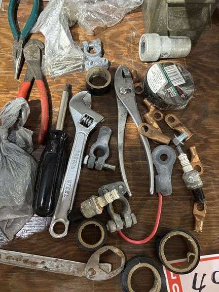 Assorted tools and headphones