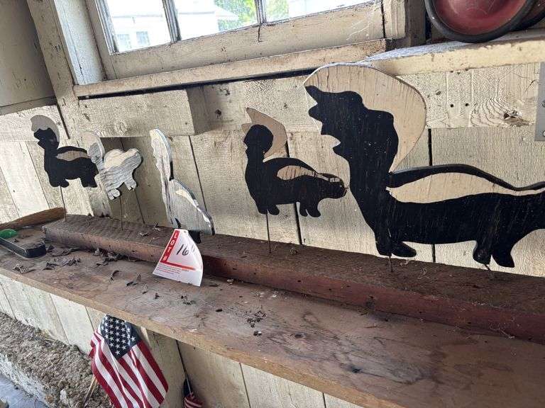 Garden tools, Stangl Birds, skunk decor