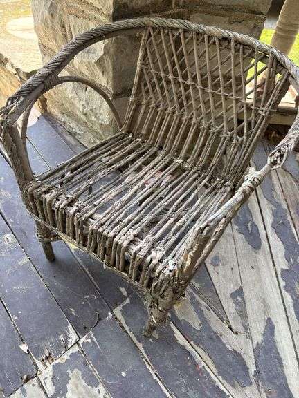 Small 17 inch wicker chair decor for plant
