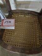 2 step ladder, dustpan, chair with cane seat