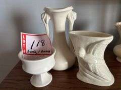 2 – McCoy, 1 - Roseville vases