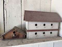 Oil lamp, rosin rabbit, sign, and Bird houses