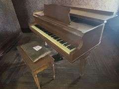 Baby Grand, piano and stool, George Steck