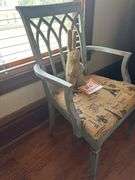 Armchair and stuffed rabbit toy