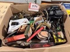 Miscellaneous, binoculars, chief, knives, playing cards, fishing, reel, etc.