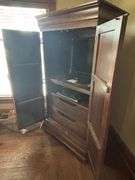 Entertainment cabinet, 41 x 24 x 74”, some damage