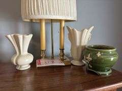 Lamp and 3 - ceramic vases