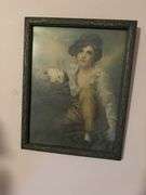 2 – pictures, lamp with part missing, purse, mask