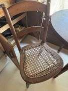 Table and 2 - chairs, 37 x 28 x 29“, one chair seat bad