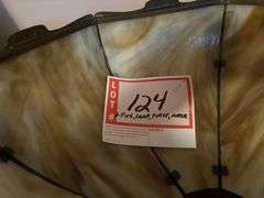 2 – pictures, lamp with part missing, purse, mask