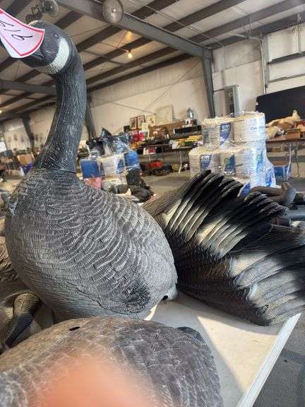 Table of goose decoys