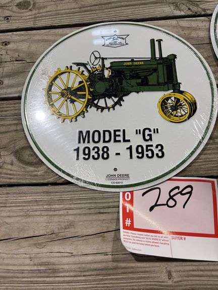 John Deere Model G 1938 to 1953 metal sign