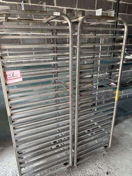 2 – Stainless Steel metal racks for trays, 20.5 x 24 x 73”