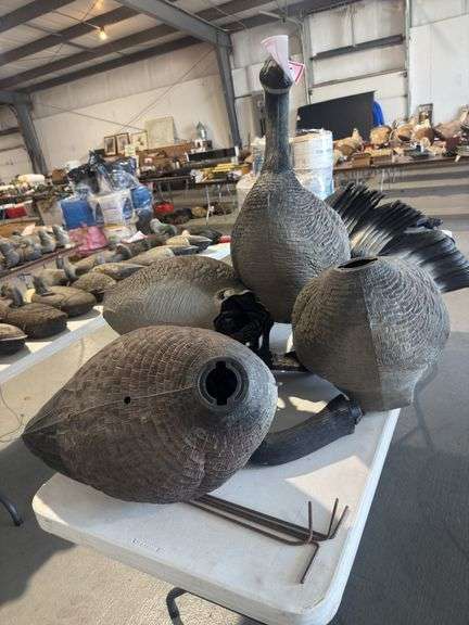 Table of goose decoys