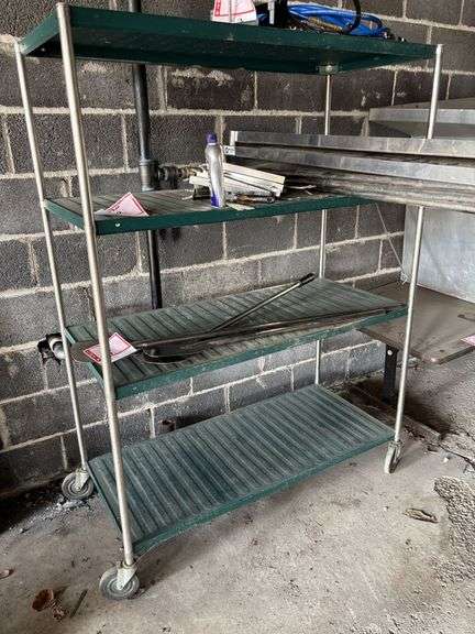 Metal shelf on casters, 22 x 49 x 66”