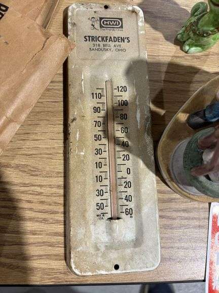 Strickfaden’s thermometer, Sandusky, Ohio and knickknacks