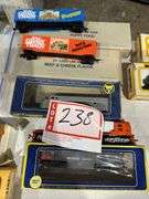 Southern Pacific, Illinois Central, Gravy Train engine, and 2 cars