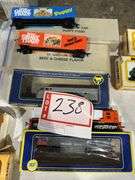 Southern Pacific, Illinois Central, Gravy Train engine, and 2 cars