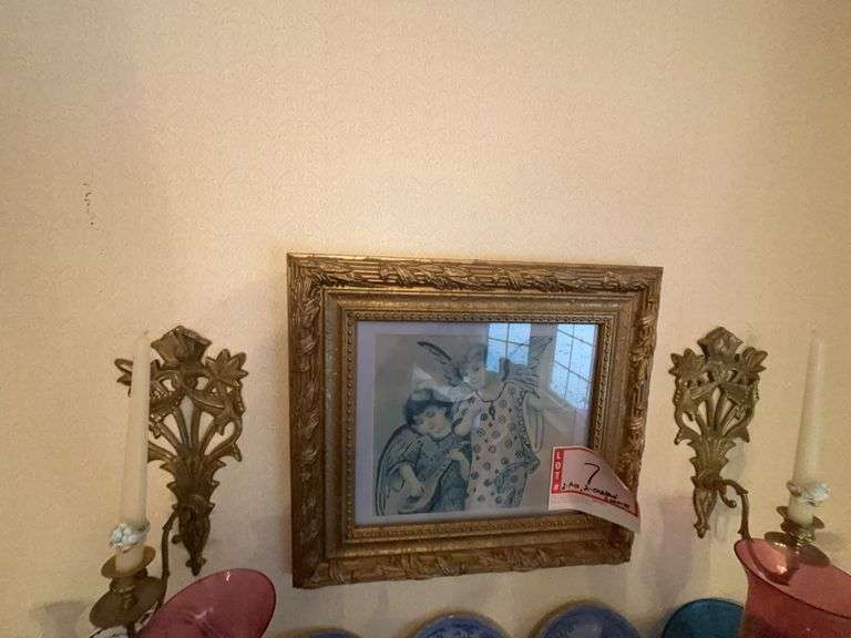 2 - pictures and 2 - candle sconces