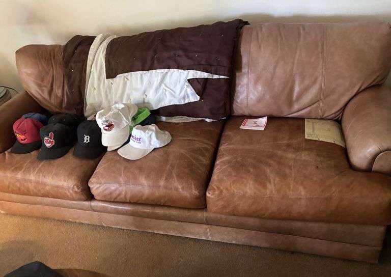 Leather sofa, 86 inches