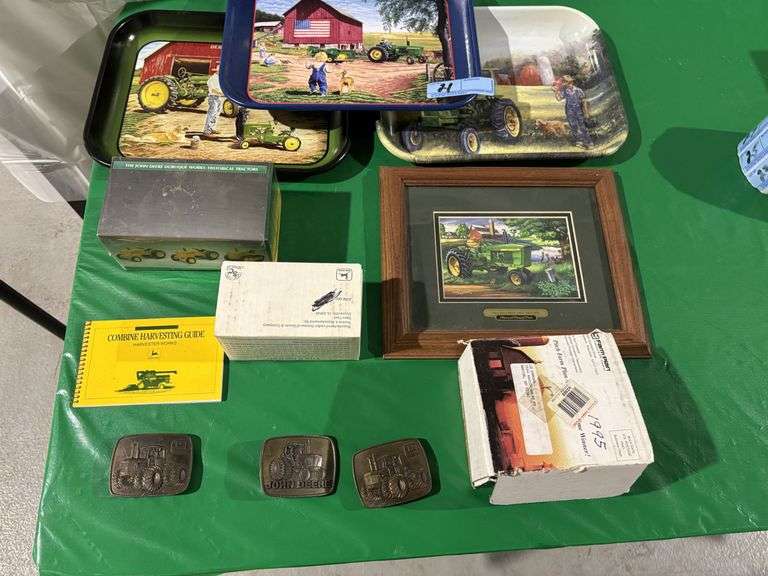 John Deere B Tractor, 3 - John Deere minis, John Deere baseball, picture frames, belt buckles, and s