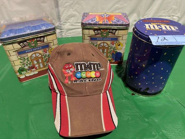 M&M racing hat, 3 - tins