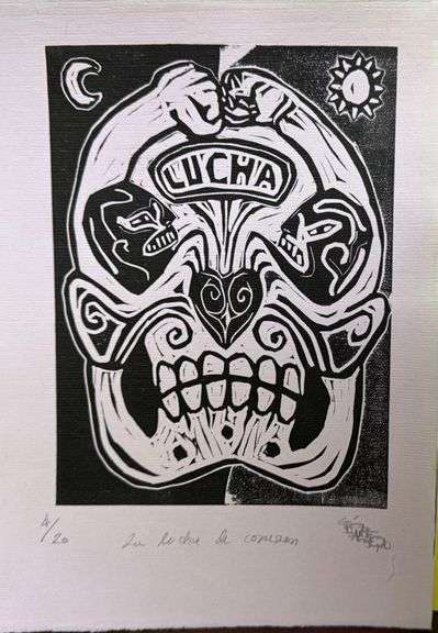 OBRA titulada "LA LUCHA DE CORAZÓN", Autor CESAR ALEJANDRO HERNANDEZ, Medidas 28CM X 20CM, Técnica