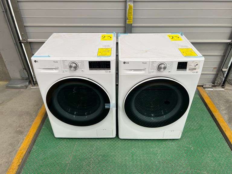 Lote de 1 lavadora y 1 lavasecadora, contiene: 1 Lavasecadora frontal de 12/7KG Marca LG, Modelo WD