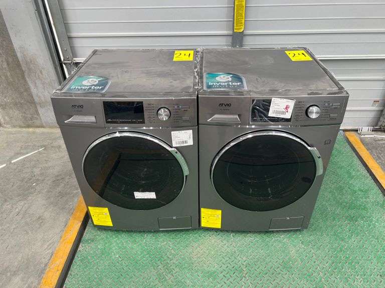 Lote de 2 lavasecadoras, contiene: 1 Lavasecadora frontal de 15/8KG Marca ATVIO, Modelo FL15KGDS, S