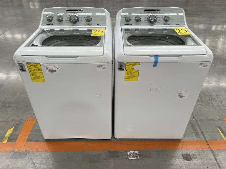 Lote de 2 lavadoras, contiene: 1 Lavadora de 19KG Marca MABE, Modelo LMA79114VBAK00, Serie S55000, C