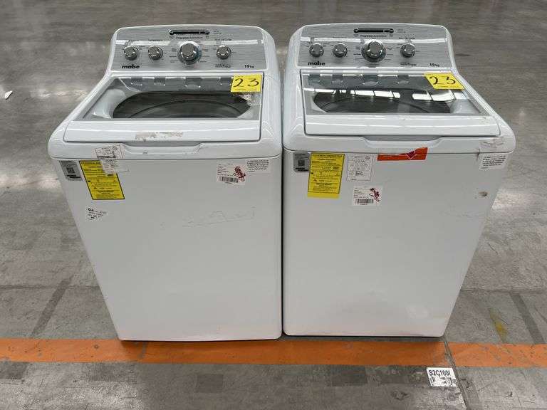 Lote de 2 lavadoras, contiene: 1 Lavadora de 19KG Marca MABE, Modelo LMA79114VBAK00, Serie S40458, C