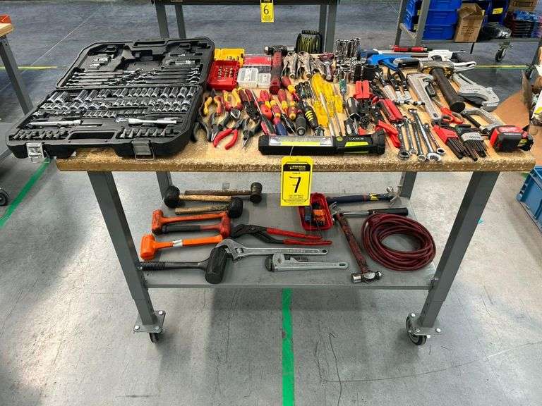 Lot of tools, Contains: Set of sockets of various sizes, screwdrivers, drill bit cases, hammers, pre