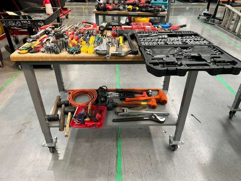 Lot of tools, Contains: Set of sockets of various sizes, screwdrivers, drill bit cases, hammers, pre