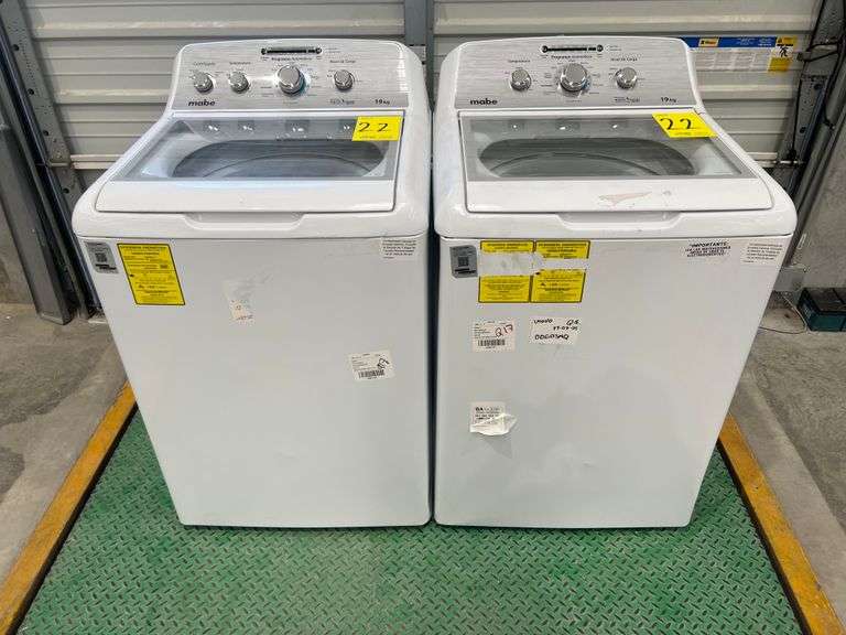 Lote de 2 lavadoras, contiene: 1 Lavadora de 19KG Marca MABE, Modelo LMA79114VBAK00, Serie S72963,