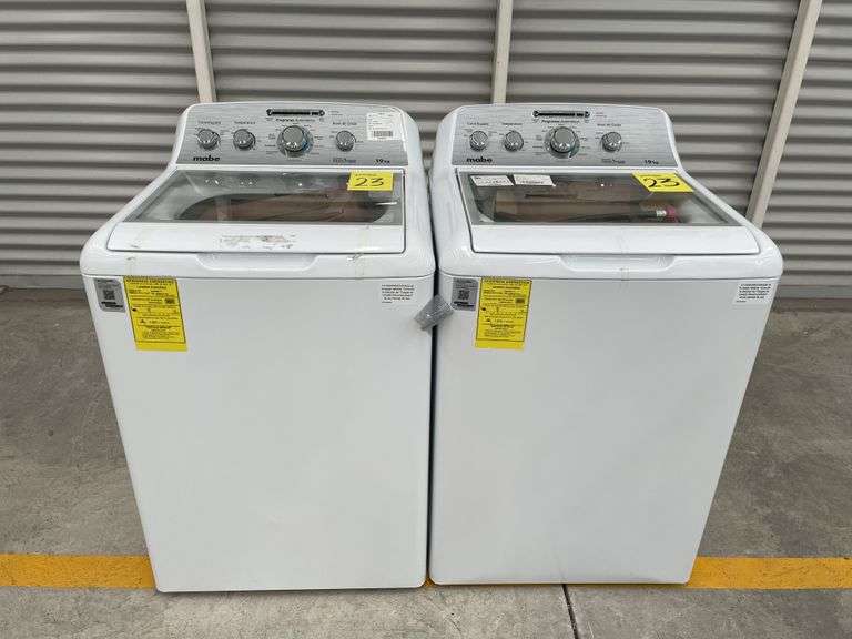 Lote de 2 lavadoras, Contiene: 1 lavadora de 19 KG Marca MABE, Modelo LMA79114VBAK0, Serie 2508S5924