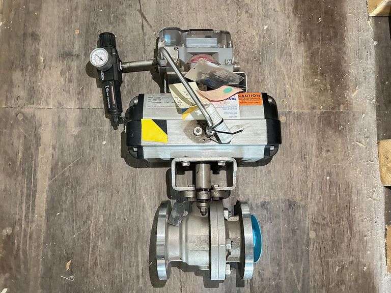 (NEW) 2 Automatic Ball Electro Valves with Pneumatic Actuator Brand Lmg Quadrant Material Stainless