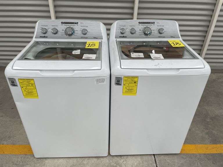Lote de 2 lavadoras, Contiene: 1 lavadora de 19 KG Marca MABE, Modelo LMA79114VBAK0, Serie 2510S6551