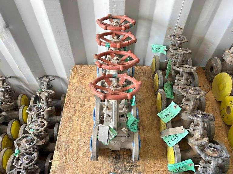 (NEW) 6 Manual Gate Valves, made of Stainless Steel, 1", (2) rated at 150 Pounds Tag T82l and (4) r