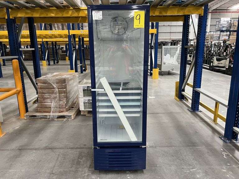 (NUEVO) Refrigerador tipo vitrina Marca HISENSE, Modelo CVC494N3AWX, Serie S30078, Color AZUL