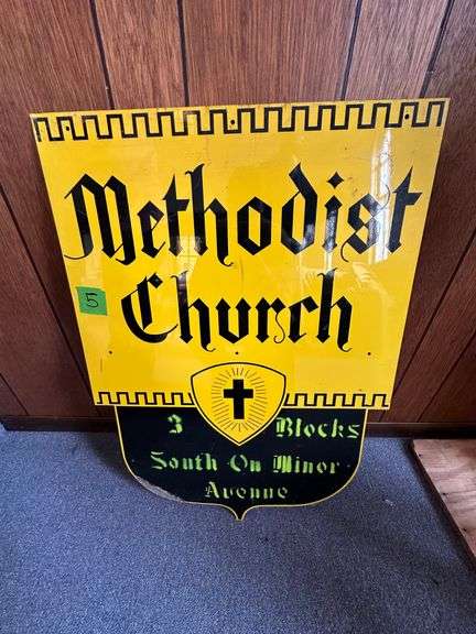METAL METHODIST CHURCH SIGN