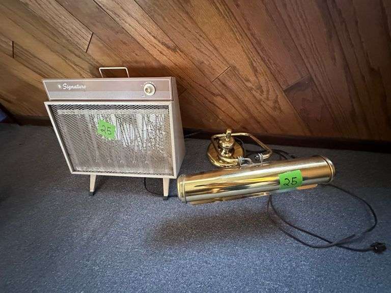 SIGNATURE ELECTRIC HEATER & BRASS DESK LAMP