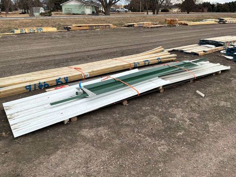 Misc. Pallet of Sheets of Tin, Corners, & Ridge Caps