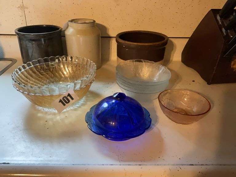 7 Serving Bowls, various sizes, all glass