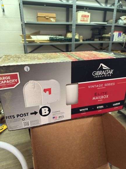 New white metal mailbox