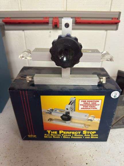 The perfect stop for router tables, radio arm saws, miter boxes, drill presses, and more, and a mite