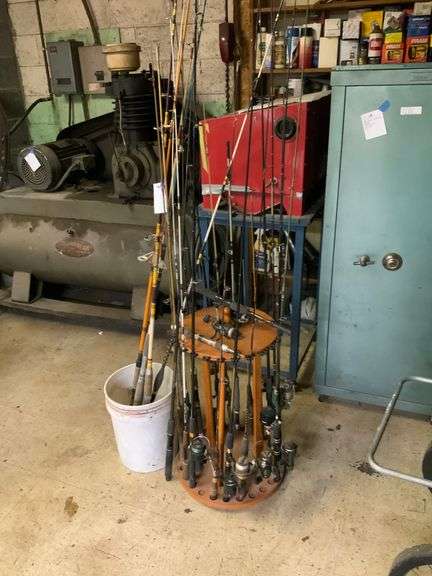 Fishing poles and stand.