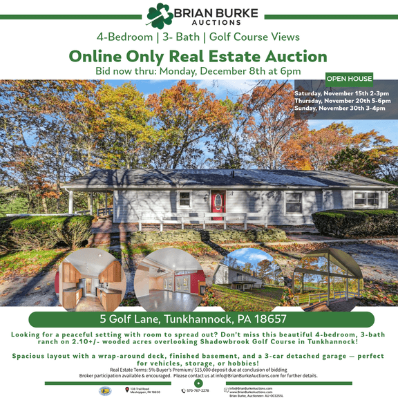 Online Real Estate Auction - 5 Golf Ln, Tunkhannock, PA