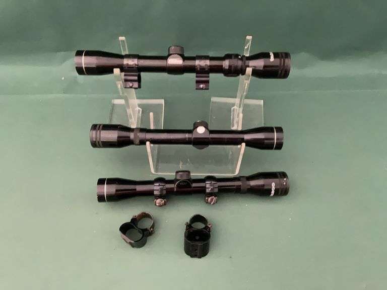 Full Set Scope 3 Tasco scopes, 3 sets of rings, all show use, - Brian Burke Auctions