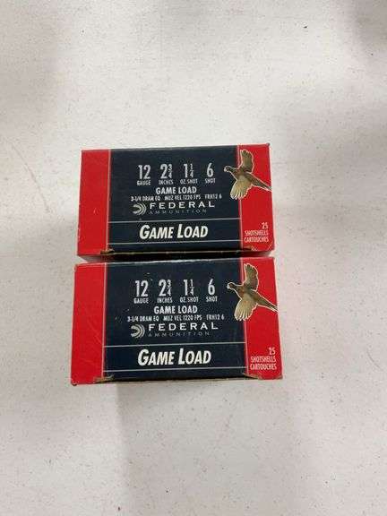 Frag 12 Shell 2 full boxes of Federal 12 ga shells, 6 shot, - Brian Burke Auctions