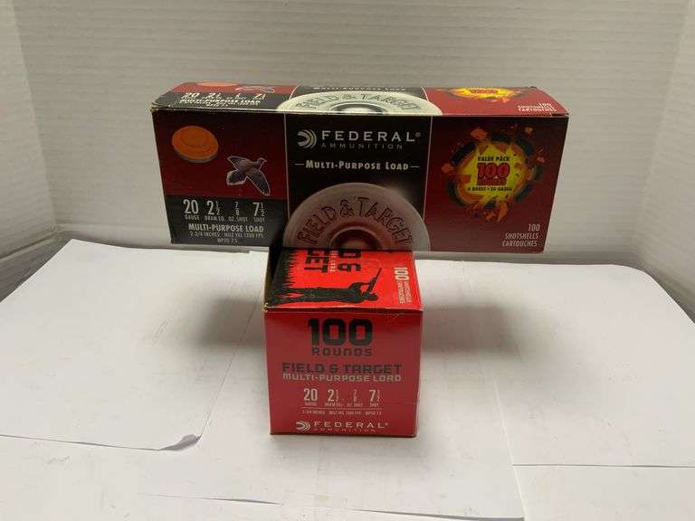 Federal Shells Box 2 Boxes of Federal 20ga Shells 7 1/2 Shot- 100 rds per box - Brian ...